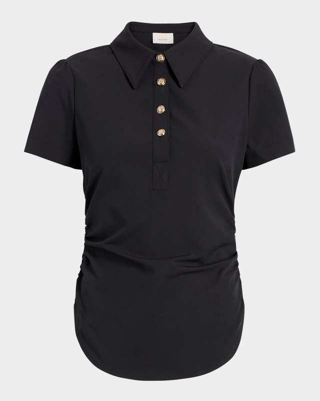 Milos Ruched Short-Sleeve Polo Top